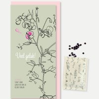 Veel geluk! - lange wenskaart met zadenzakje