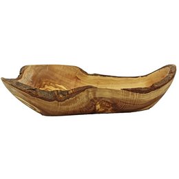  Oval-shaped rustic olive wood bowl, measuring 12x30cm, suitable for use as a soap dish.