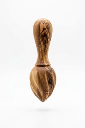  Olive wood citrus press, handmade, eco-friendly, natural wood grain, bulbous shape, kitchen tool