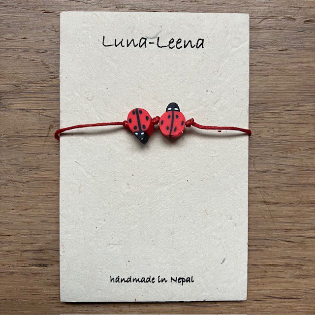 Luna-Leena kids bracelet ladybird red - handmade in Nepal