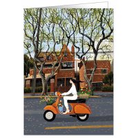 WOMAN RIDING A SCOOTER