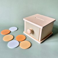 Wooden Montessori Toys with drawer and colored slices - stimulates motor development