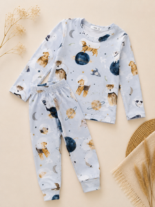 Kinder-Pyjama-Set mit Hundemuster – langärmlig