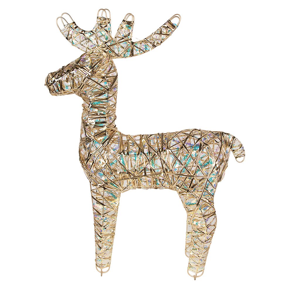 Kerstdecoratie met LED-verlichting Hert 43x14x61 cm / 3xAA Goudkleurig Metaal