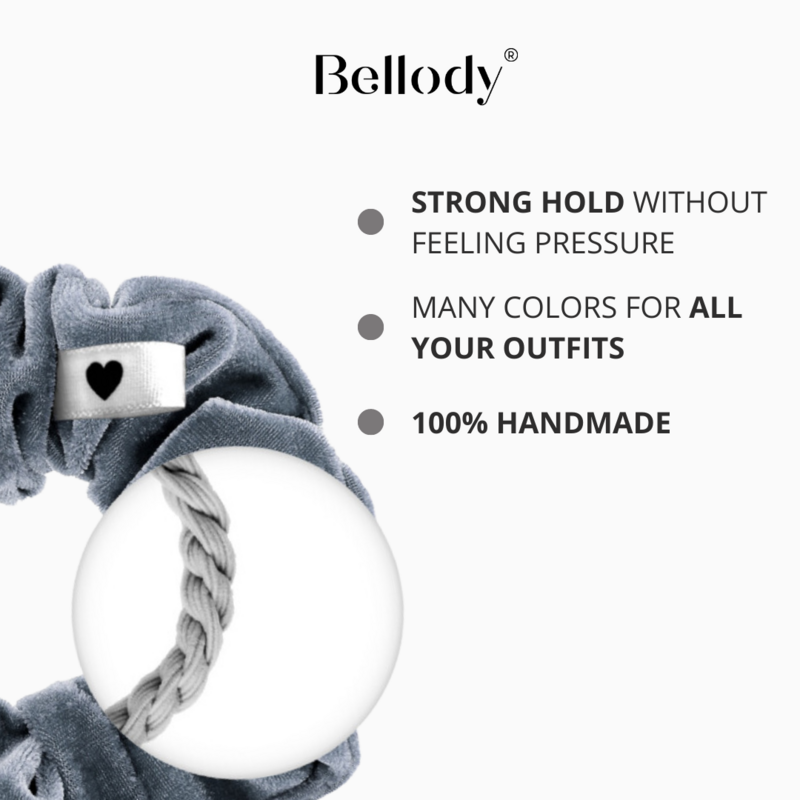 Samt-Scrunchie Grau - Bellody® (1 Stück - Urban Gray)