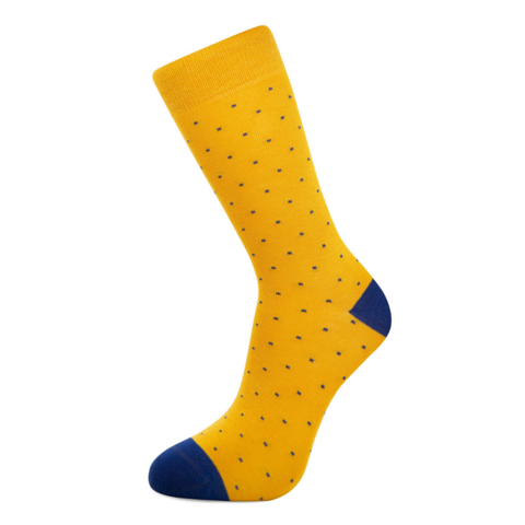 Mustard with Blue Dots Bamboo Socks