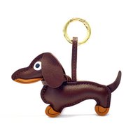 Keychain Dachshund dark brown/gold