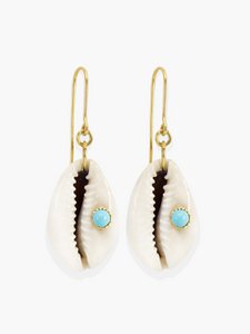 Cowrie Shell Earrings With Turquoise