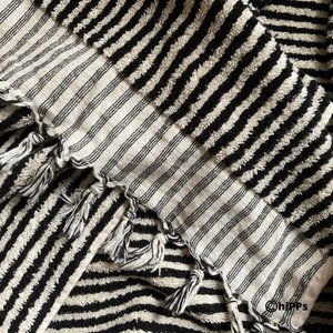 PomPom Handdoek Stripe Black