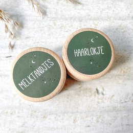 Bewaardoosje Melktandjes + Haarlokje (SET) | Donker groen