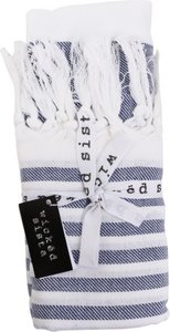 WS Fringed Towel Multi Stripe Navy