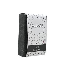 Vegan Greek traditional soap bar made with lava, featuring a black and white patterned packaging design.