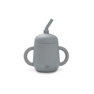 ANTI-TROPF-BECHER + SILIKON-STROHHALMHOH - PETROLGRAU