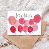 Vouwkaart "Let's Celebrate ballonnen roze" | verjaardag