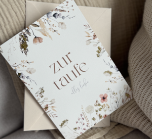 Grußkarte mit Gold "zur Taufe" mit Umschlag