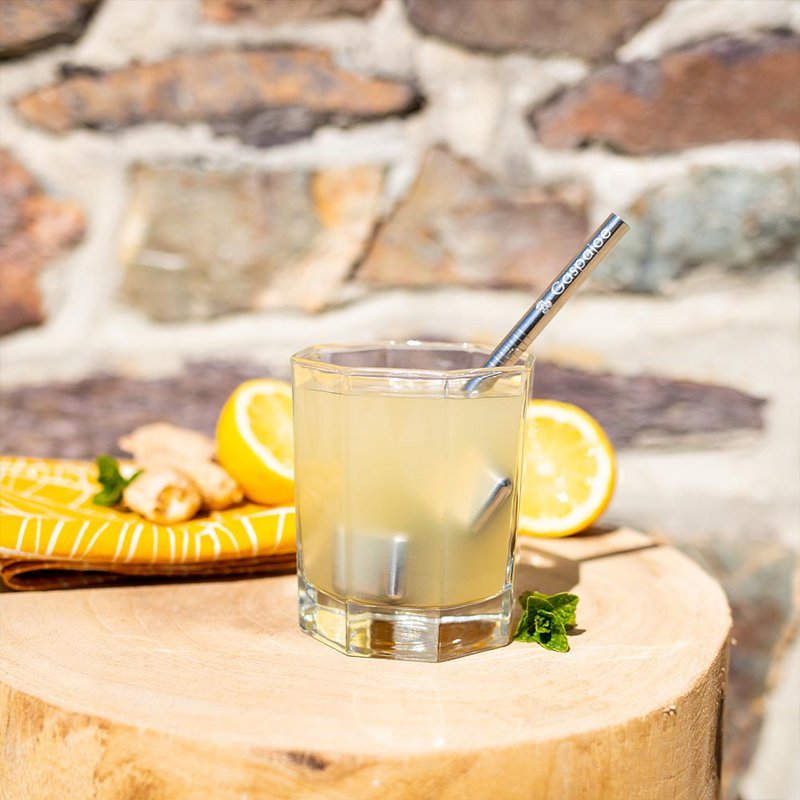 Set di 6 cannucce Gaspajoe in acciaio inossidabile - 2 cubiti, 2 frullati, 2 cocktail con scovolino in sacchetto di cotone biologico