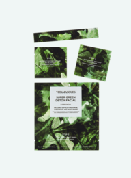 Green detox facial mask with natural ingredients for deep cleansing and nourishing skin.