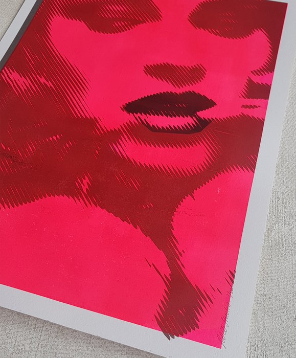 Mixed Media - Biting Lip in Neon #2