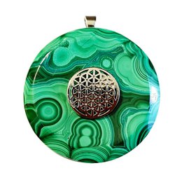 Malachite pendant - Chinese PI or Donut 40mm