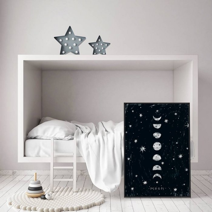 Kinderkamer poster Maan - Planeten serie - Zwart wit