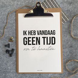 A poster with a simple, minimalist design featuring a Dutch text that translates to "Heel erg dicht bij jou is mijn favorite plek" or "Being very close to you is my favorite place". The poster has a neutral color palette and a heart symbol, creating a warm and affectionate sentiment.
