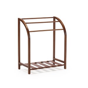 TOWEL RAIL 76X40X91 BROWN WOOD/LEATHER TH2651423