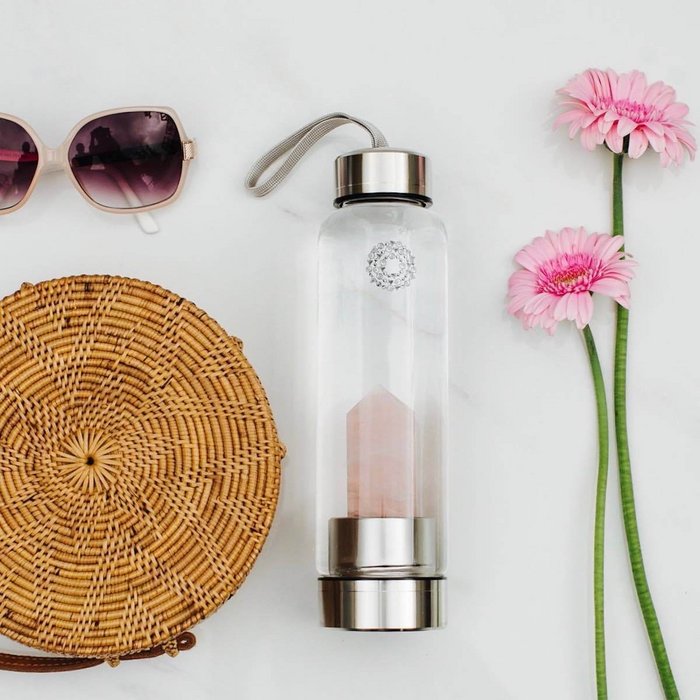 Rose Quartz Crystal-Infusion Gem Water Bottle