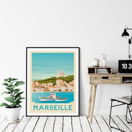 Affiche Marseille Vintage | Poster Ville Marseille Provence Côte d'Azur France