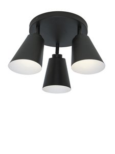 Plafonniere Bremen 3-kap, schwarz