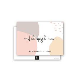 A simple yet elegant greeting card with the text "Hit me up" in a handwritten style font against a pastel-colored background with subtle geometric shapes.