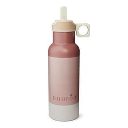 Pink, 500 ml, reusable water bottle with a white cap and straw.