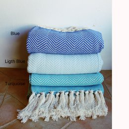 100% Luksuriøse Stripes ZigZag bomuldstæppe lavet i Portugal