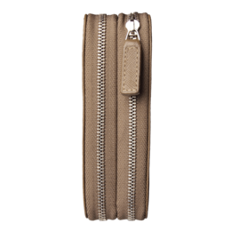 Dual-Zip Saffiano Leather Key Pouch Taupe
