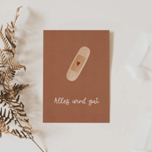 Postcard get well soon - plaster "everything will be fine"