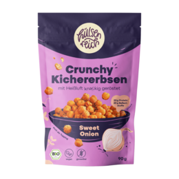 Crunchy chickpeas with sweet onion flavor, a nutritious and tasty snack. Made with organic, vegan, and gluten-free ingredients.