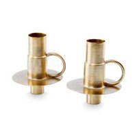 Set/2 Bottle Candle Holders Metal Gold 7x8.5cm
