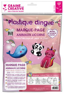 SCHRINKING PLASTIC KIT LESEZEICHEN TIERE EINHORN