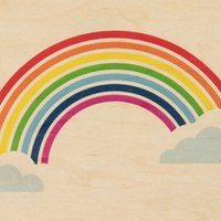 Miami rainbow wooden postcard