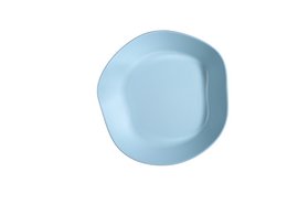 Turquoise-colored dinner plate with a scalloped edge, measuring 24 cm in diameter.