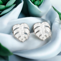 Monstera Leaves Stud Oorbellen - 925 sterling zilver - Exotische bladeren sieraden - EAR925-45