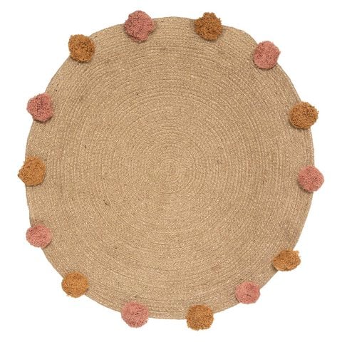 Teppich Jute Pompom - Bruin - Ø80 cm