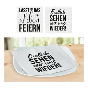 Napkins Sayings4 Pack of 20 3-ply made of white paper/cardboard 2-fold, (W/H) 33x33cm