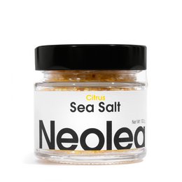 Neolea Sea Salt Citrus - NEW DESIGN. Glass jar containing coarse sea salt with citrus flavor. Suitable for seasoning various dishes.