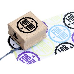 Ronde stempel - "FOR YOU" tekst - Mintgroen