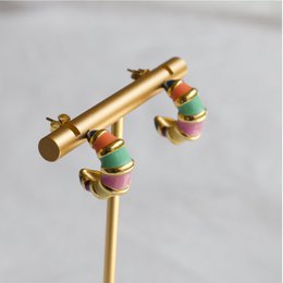 Nadine - Colourful Enamel Hoop Croissant Earrings