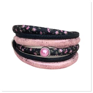 Wrap bracelet pink flowers