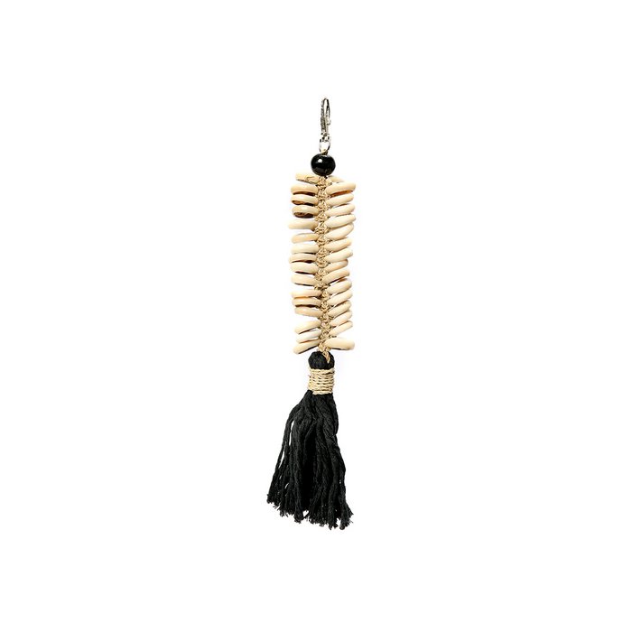 De Macrame Fishbone-sleutelhanger - Crème