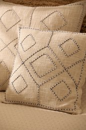 Greece Embroidered Cotton Square Cushion Cover