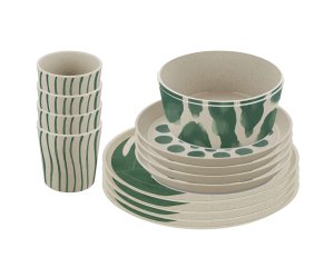 Koziol Bio-Circulair - Connect Servies met Bekers Monstera Set van 16 Stuks - Blauw