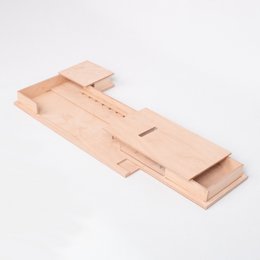 Architectural model of the Barcelona Pavilion, scale 1:150, made of wood and metal materials.